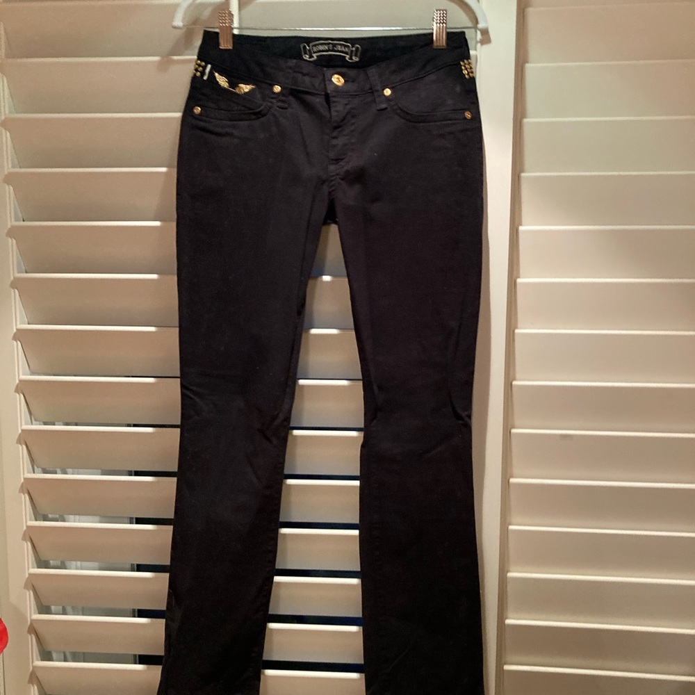 (Never worn)  Black with gold Detail Robin jeans